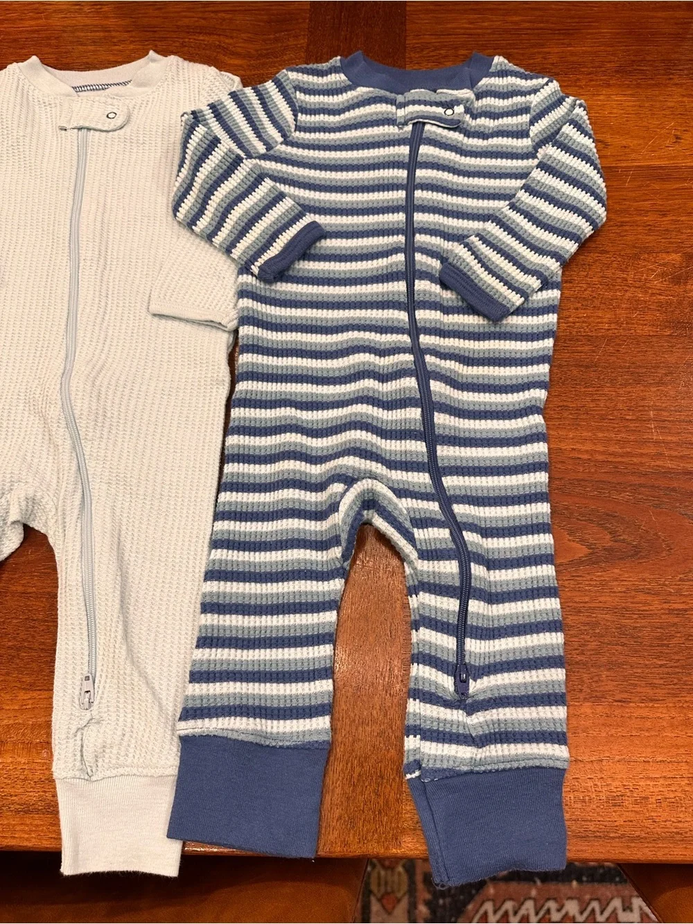 EUC cloud island Waffle Knit Long Sleeve Zippered Sleepers, 6-9 Months